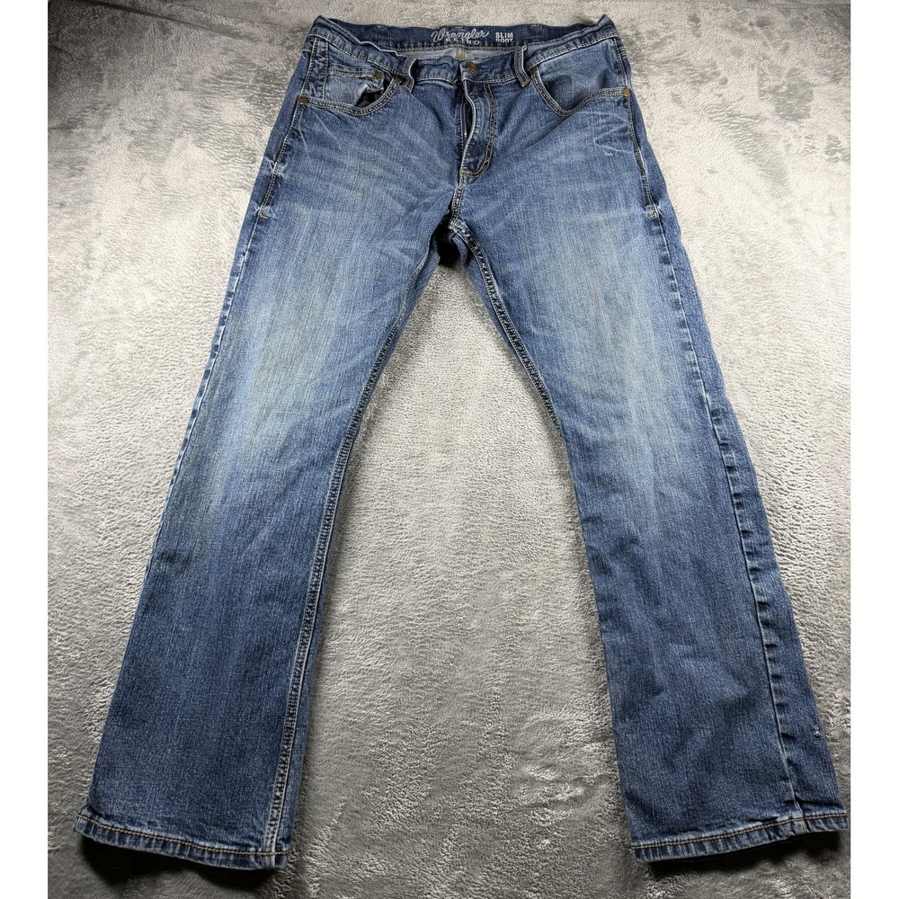 Wrangler Retro Slim Boot Jeans Mens 34x30 Blue WLT77LY Western Denim